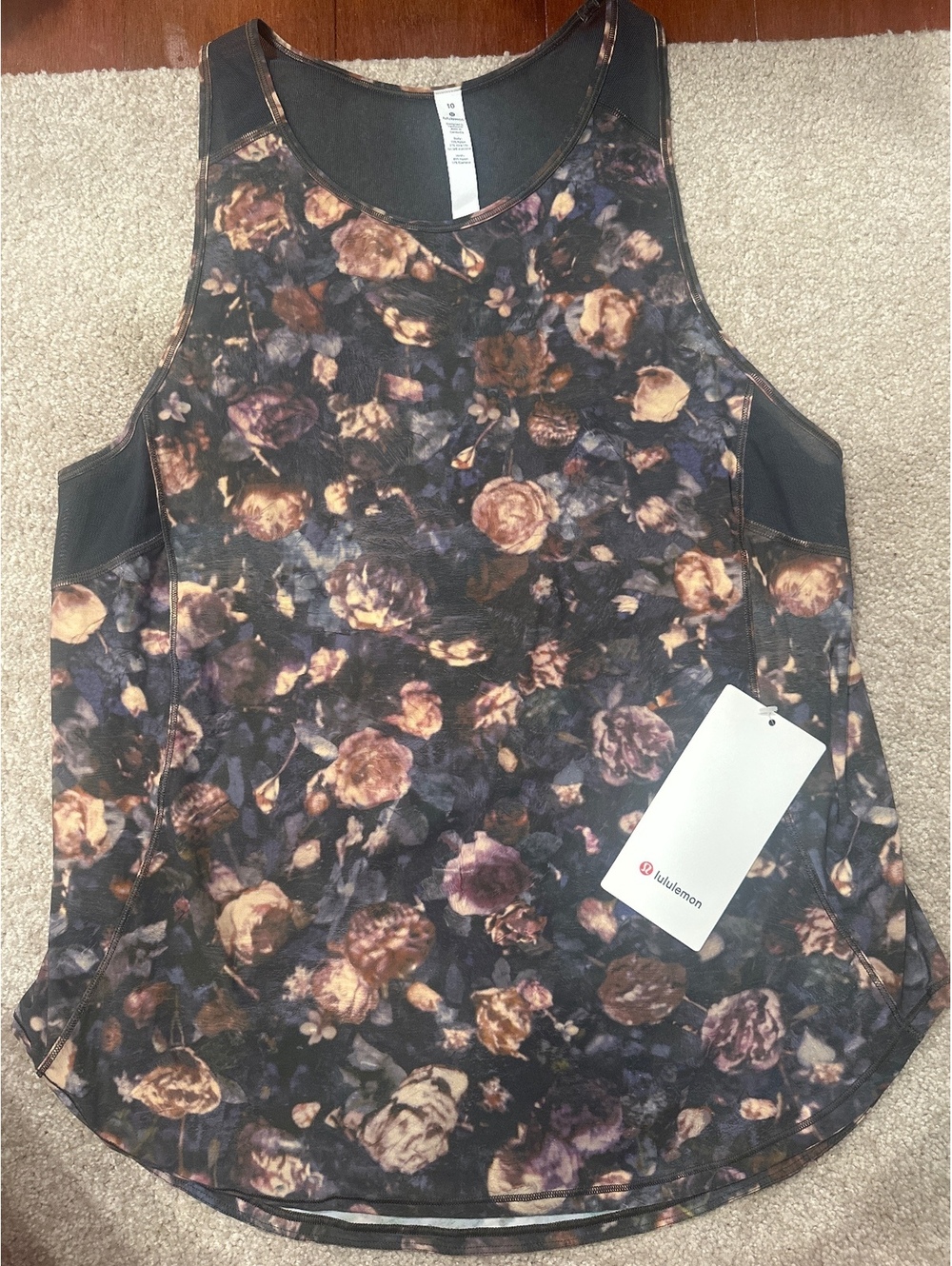 Lululemon Sculpt Tank II Women's Muscle Tee Size 10 Floral Print